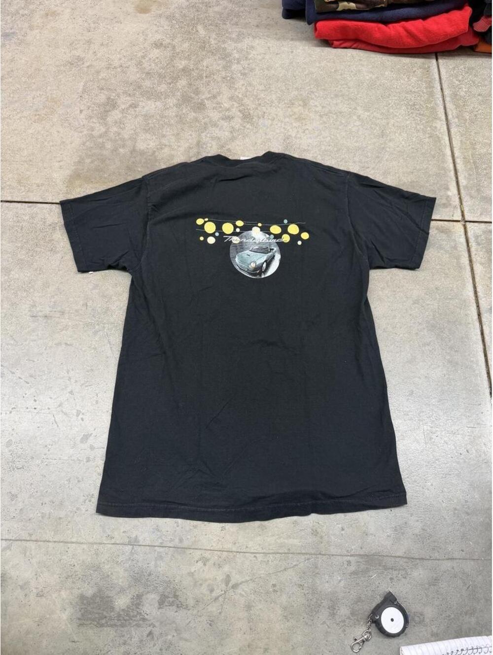 vintage ford thunderbird faded black car racing shirt size large